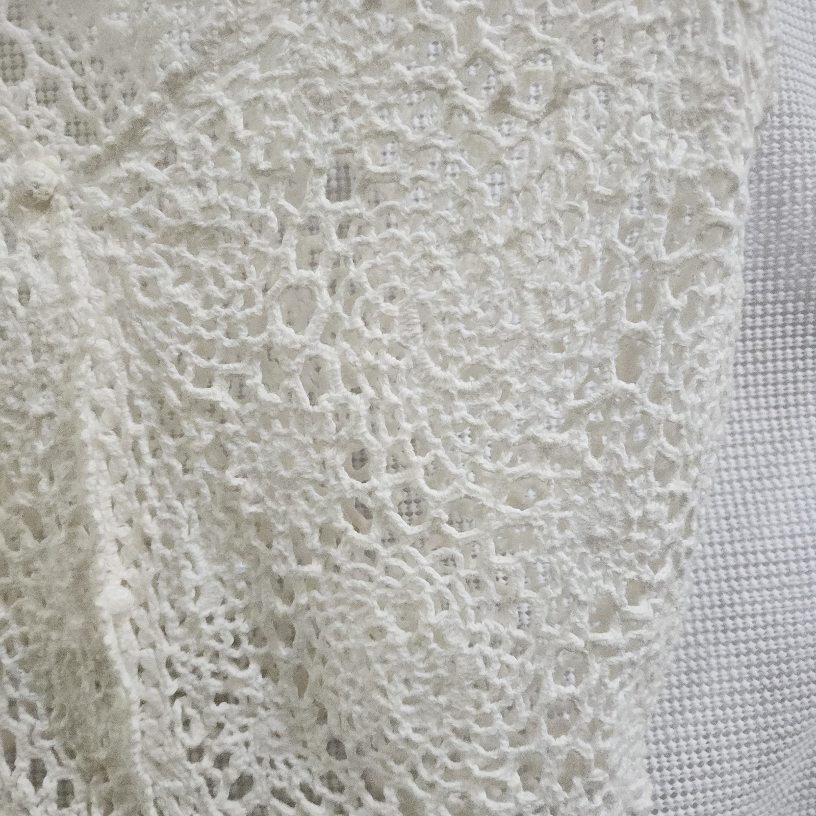 VTG y2k Crystal Kobe Crochet Vest white Boho Cottage core Doily Grandma Chic M