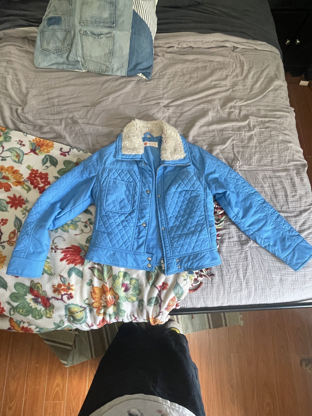 70s Or 80s Vintage Blue Ski Jacket Bomber Medium