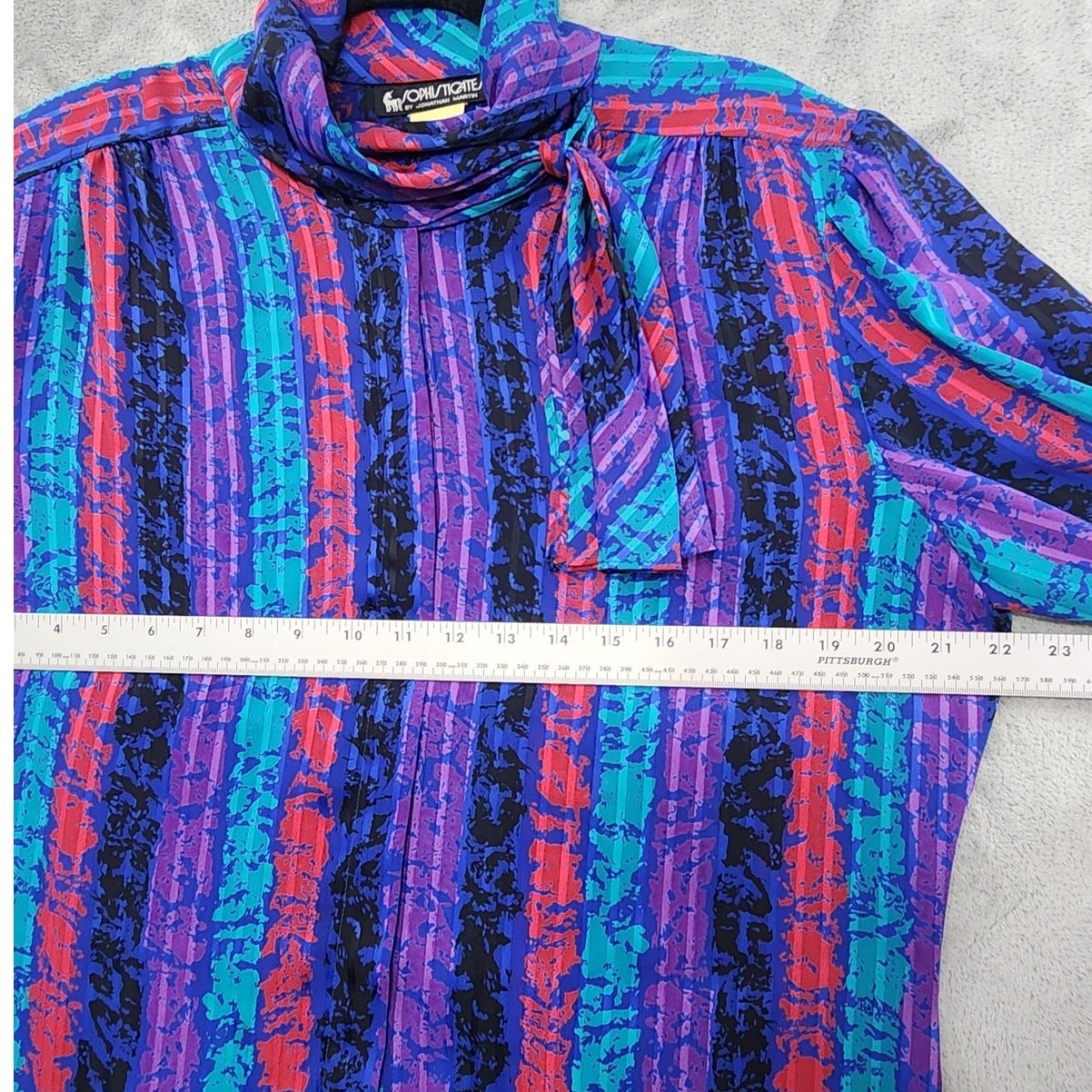 Vintage Sophisticates Jonathan Martin Top Womens L Blue Striped High Neck Office