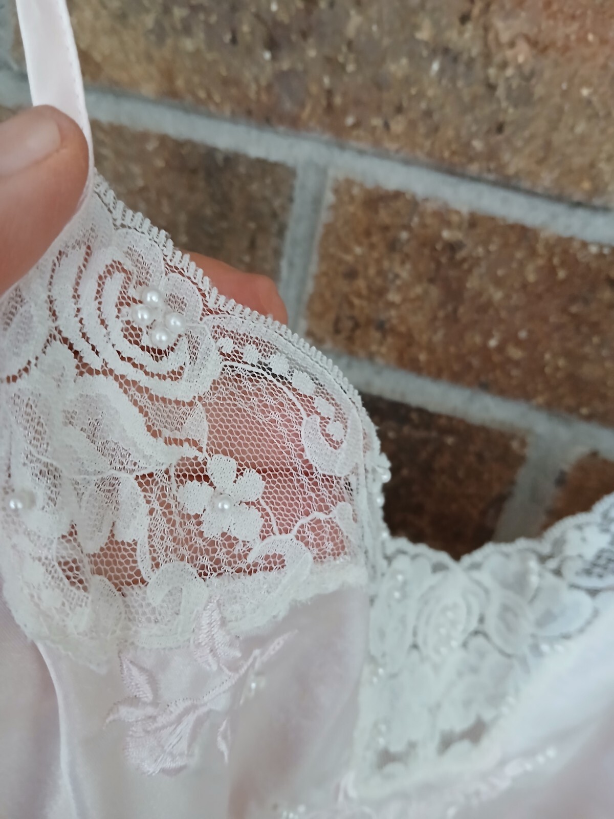 Vintage Intimo Amore Sz S Chemise Nightgown Silky Satin Beaded Lace Pink 90s