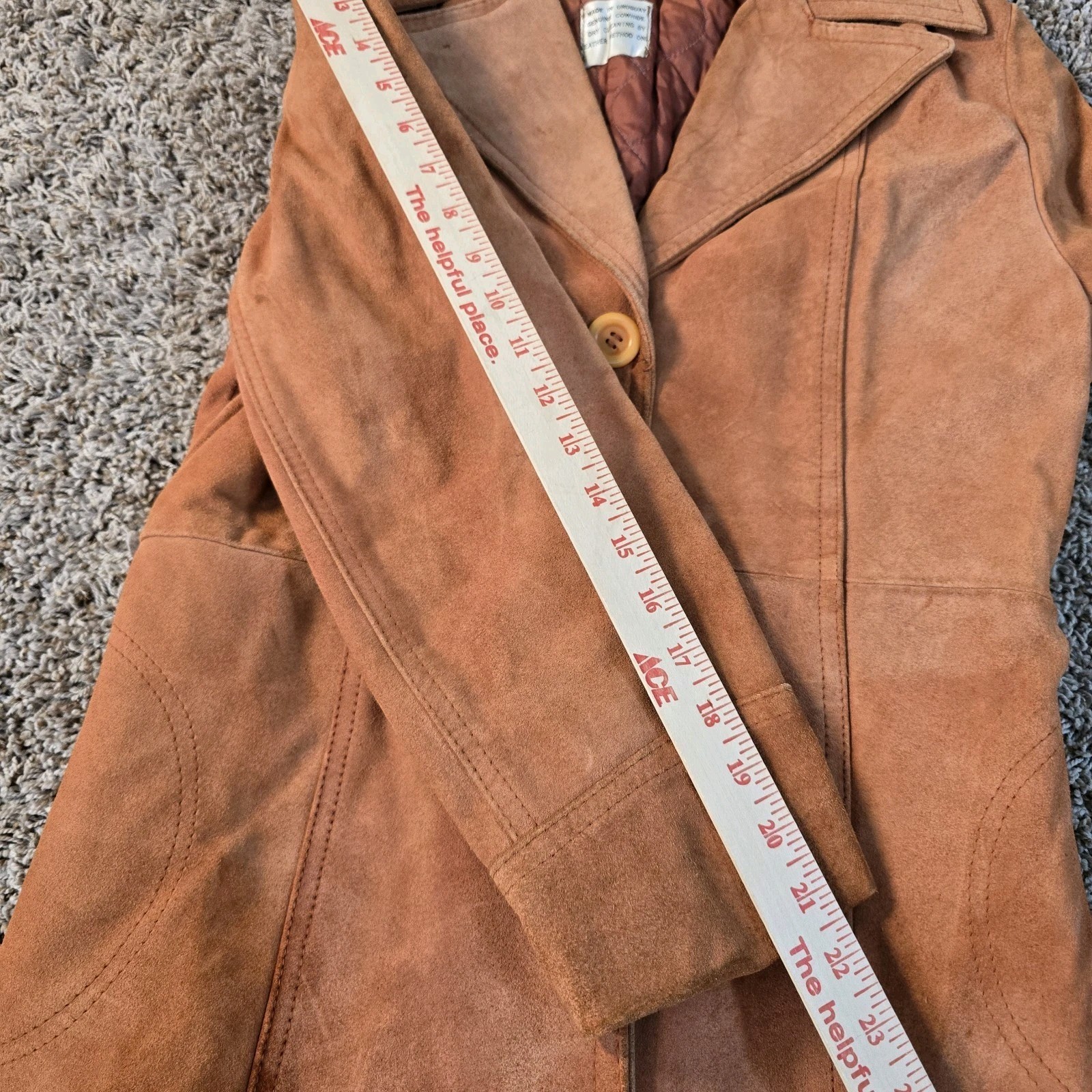 Vintage Suede Leather Jacket Women’s Size 13/14 Medium Uruguay Cowhide Belted