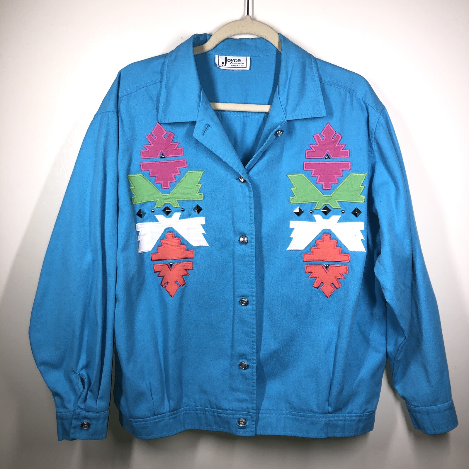 Joyce Sportswear VINTAGE 70s Womens Jacket Large Southwestern Blue UNIQUE!