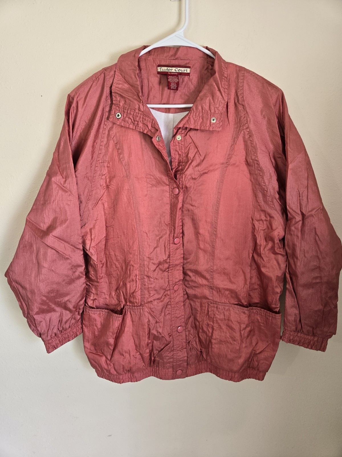 80’s/90’s Tudor Court by Haband Metallic Lg. Pink Jacket Windbreaker FREE SHIP