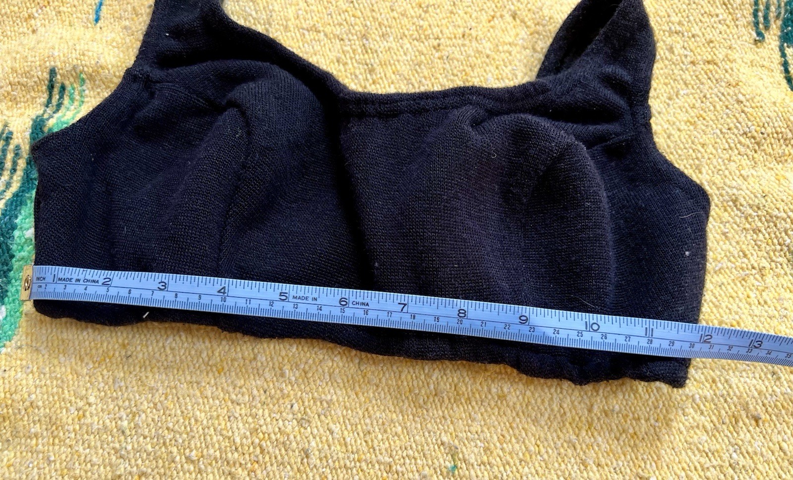Black Terry Cloth Bikini Swimsuit Checked Waistband 1960s Vintage