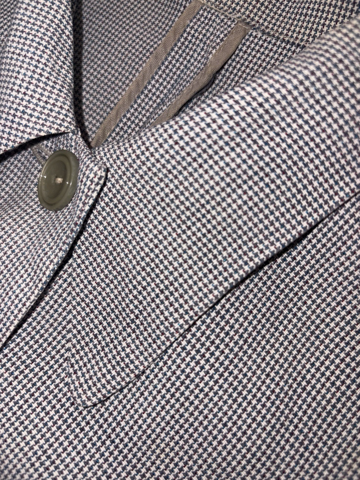 Vintage 1940s Linen Jacket Houndstooth Women’s Medium Majestic Season Maker Gray