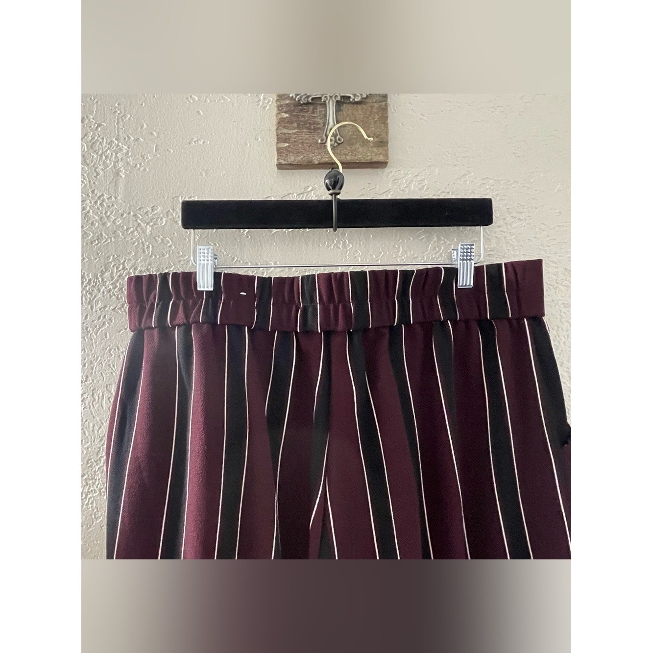 C est. 1946 Women Wide-Leg Burgundy Striped Paperbag Waist Trouser Pants 18/20W