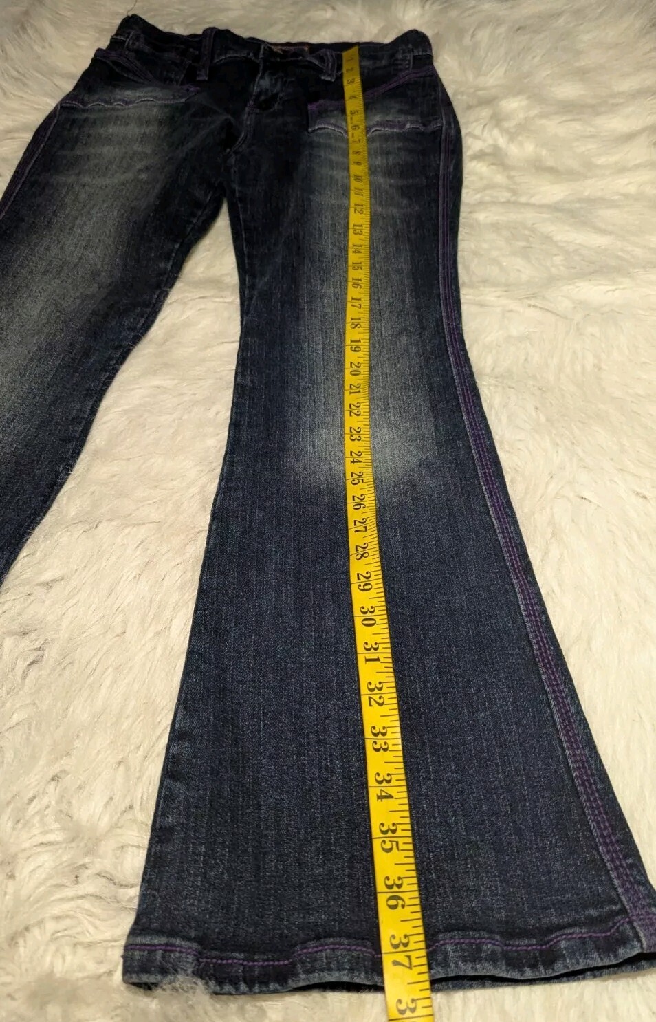 VANILLA STAR Purple STITCHED Low Rise Blue Jeans COOL DENIM Junior’s 5 ALTERED