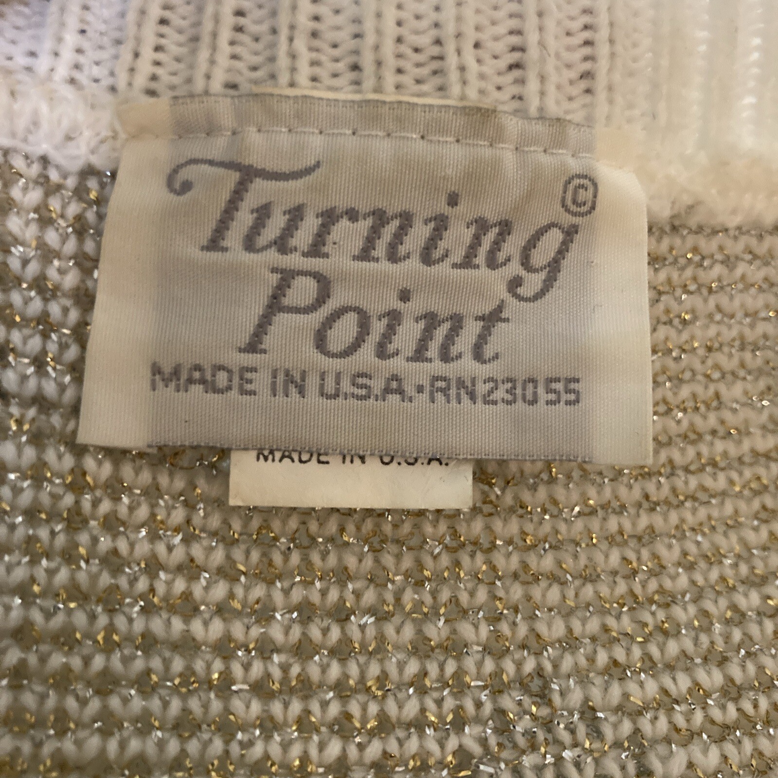 Vintage Sweater Turning Point Made in USA Women XL Gold Now Shimmer