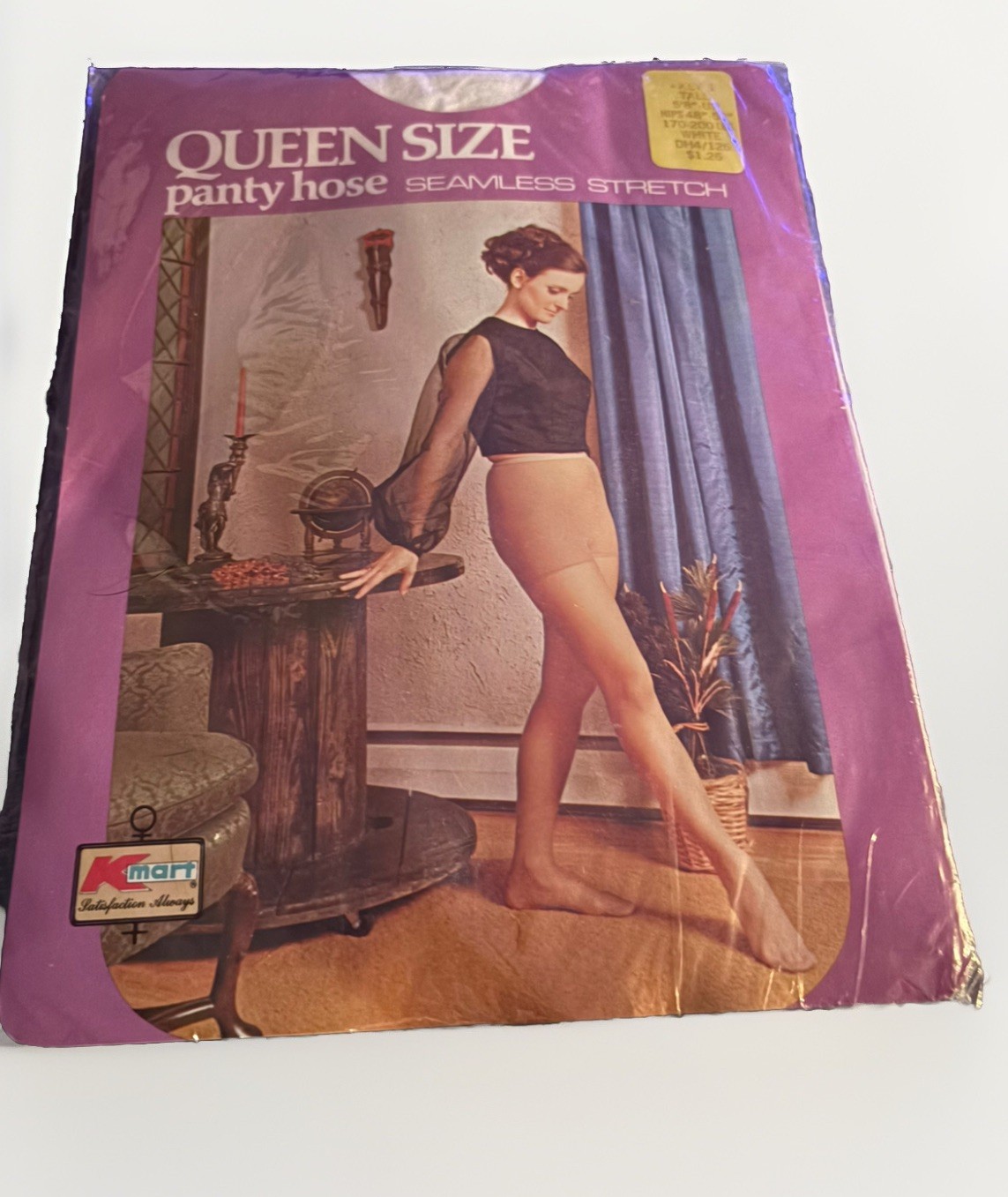 Vintage Queen Size 5’8 &Up, 170-200 lbs, Hips 48”-52”, White Nylon Pantyhose