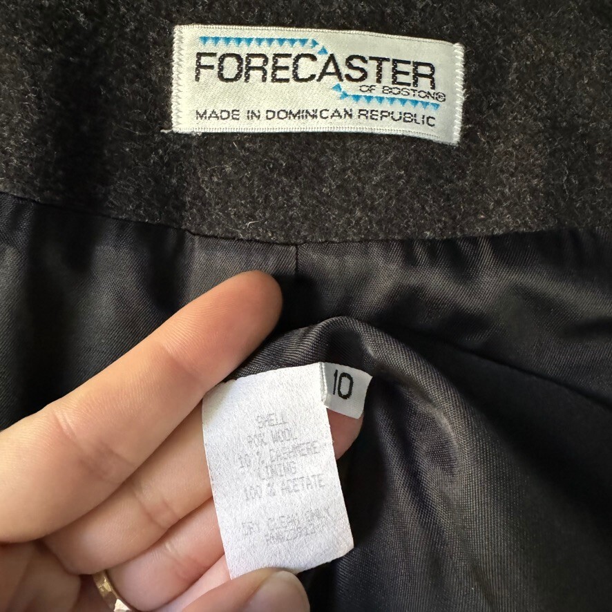 Vintage 1990s Forecaster Gray Wool Cashmere Blend Dark Academia Trench Coat Sz M