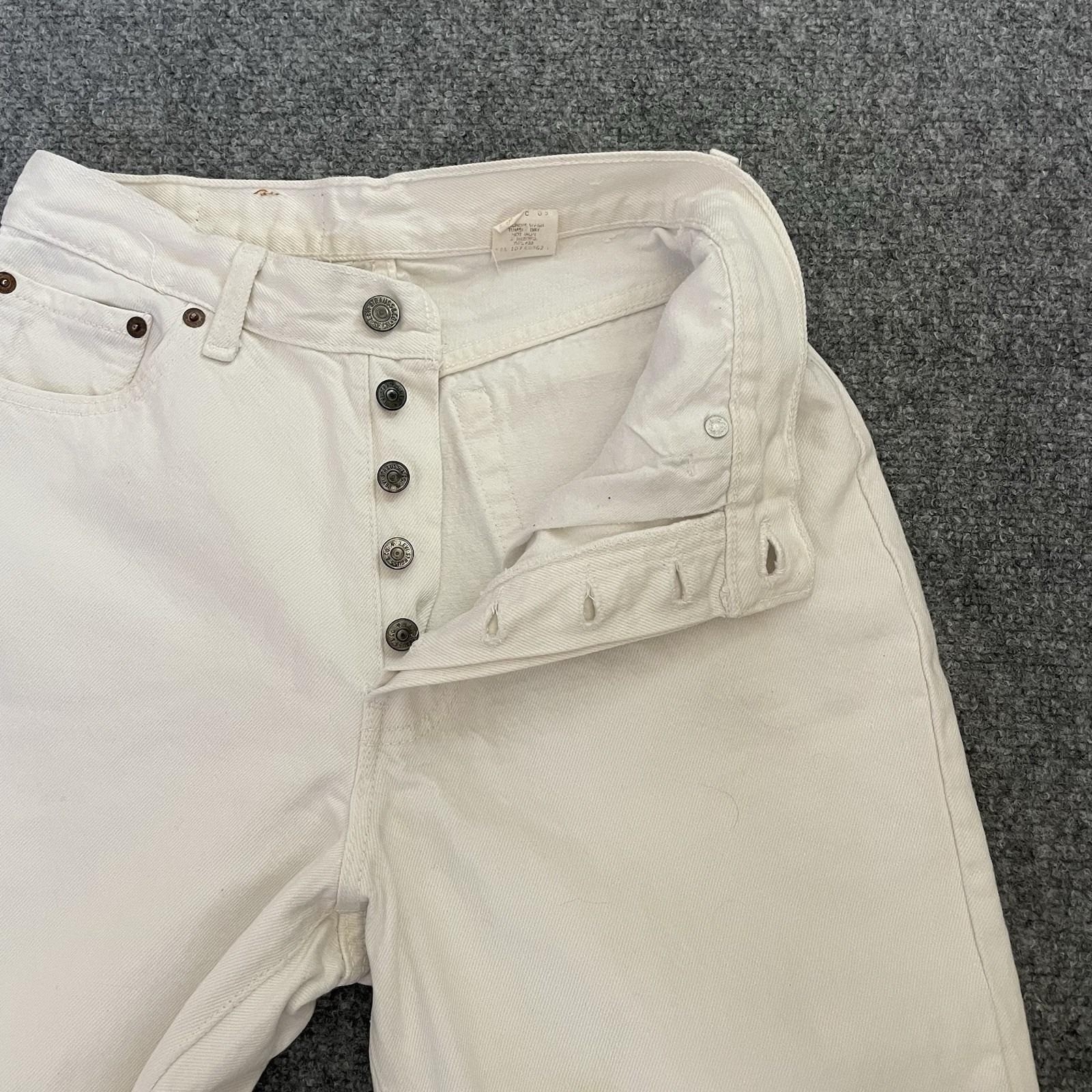 Vintage Levi’s Button Fly Jeans Paper Patch 70’s USA Size 9 White Denim 25×27