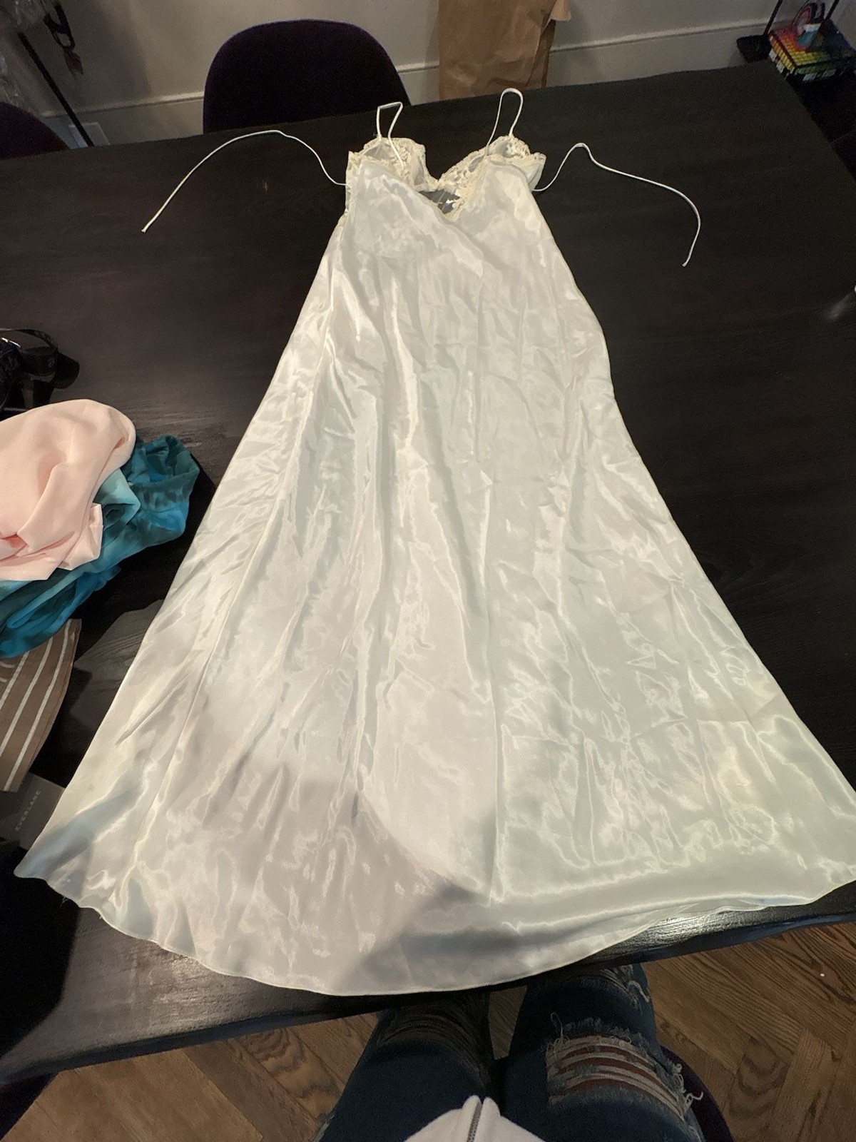Vintage Jon Quil Samandi Ivory Satin and Lace Chemise bridal Nightgown size S