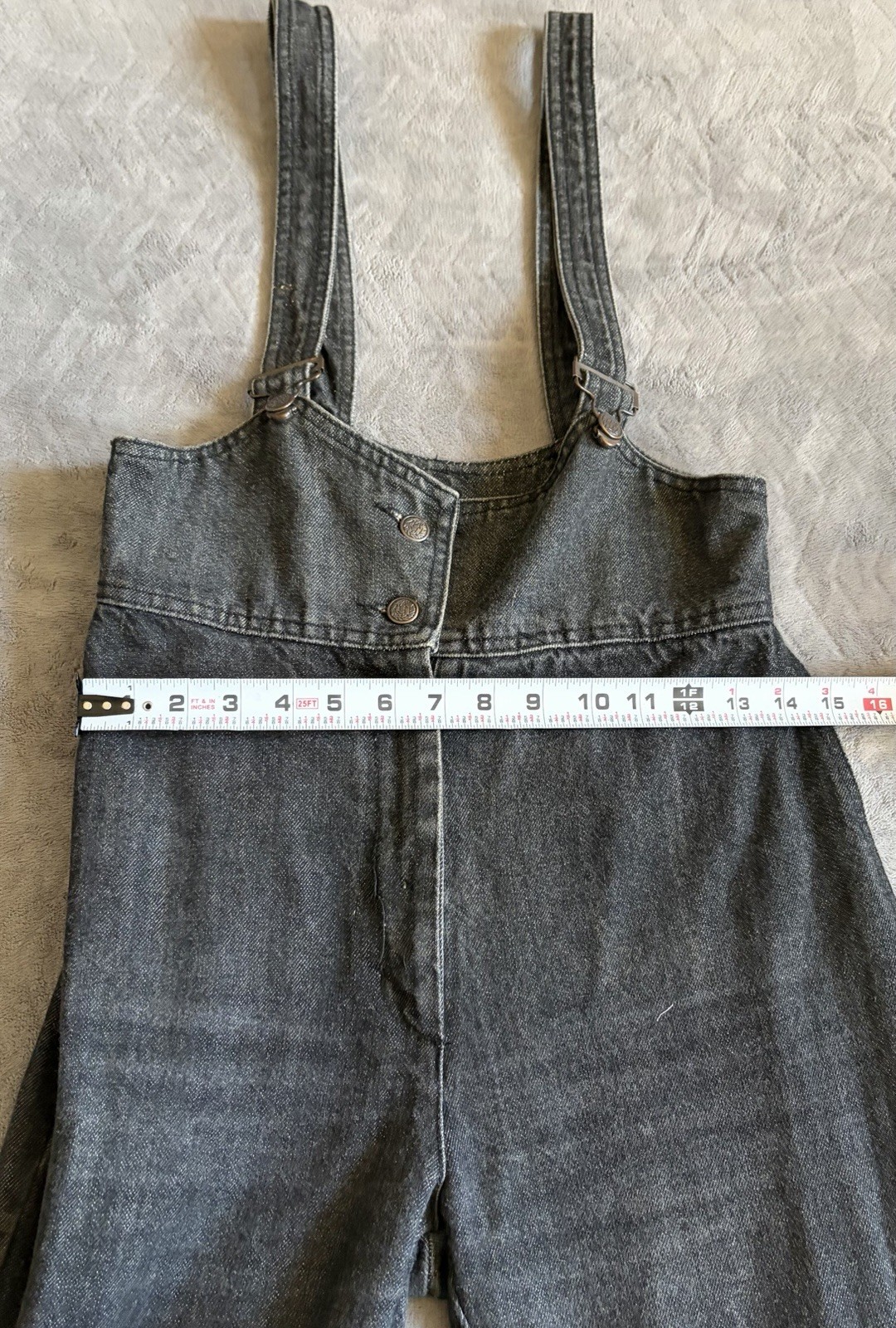 Vtg Fredericks 80’s Denim Suspender Overall Women’s High Waist Jeans Black 11/12