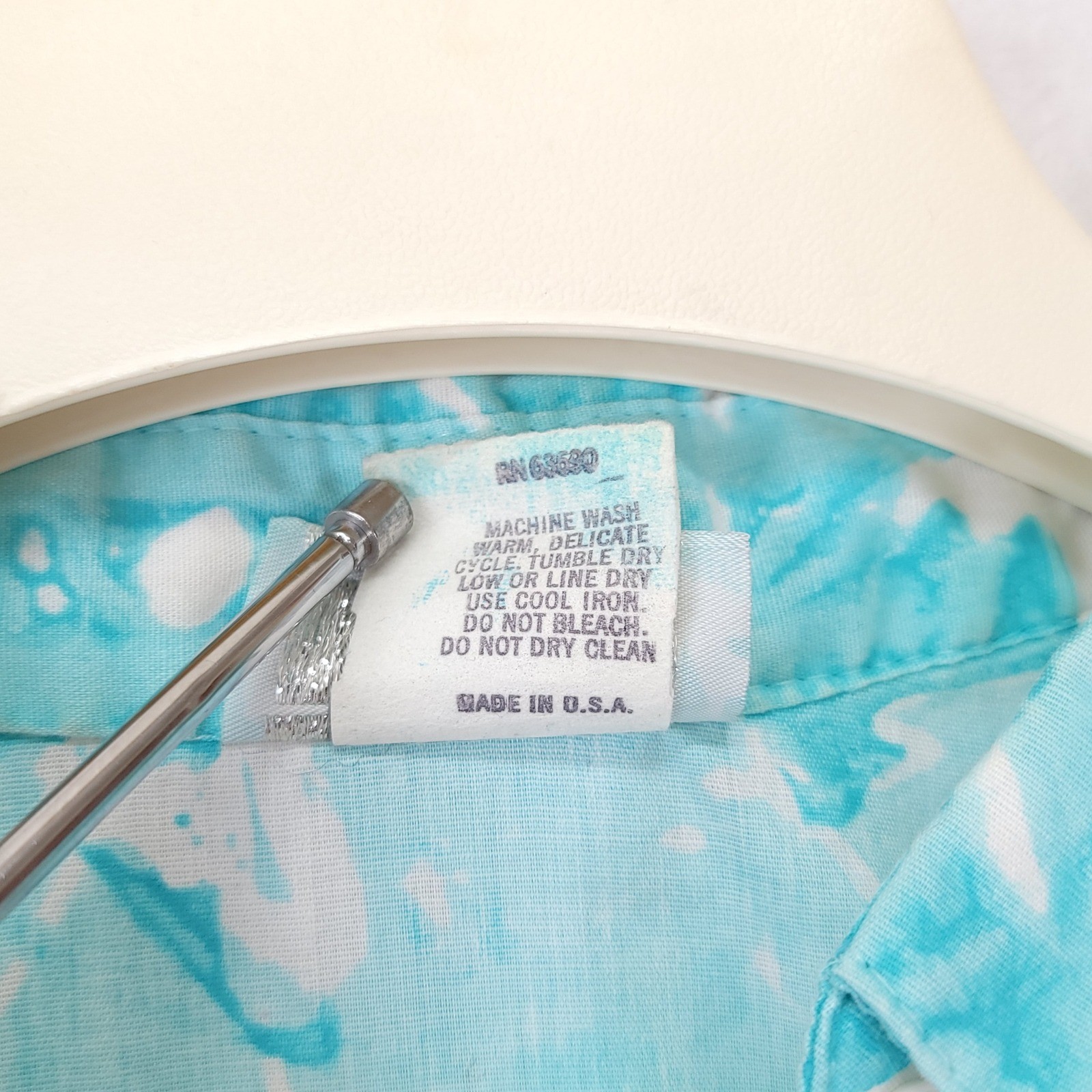 Vintage Stras California Heart Paint Splatter Shirt Pastel Turquoise Peach L