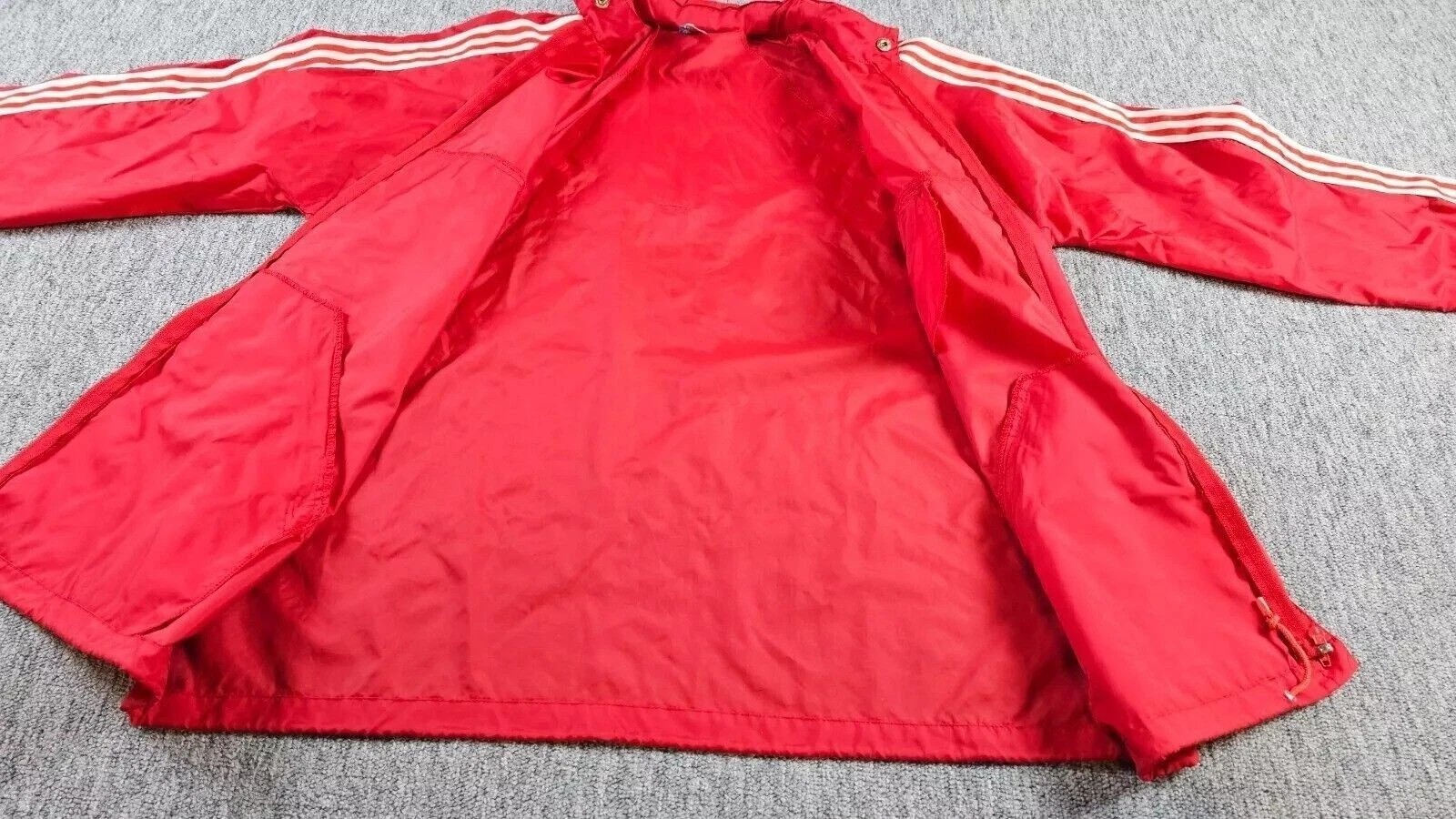 Vintage 80s Adidas Windbreaker Jacket Men’s L Red Nylon Trefoil Logo Retro Zip
