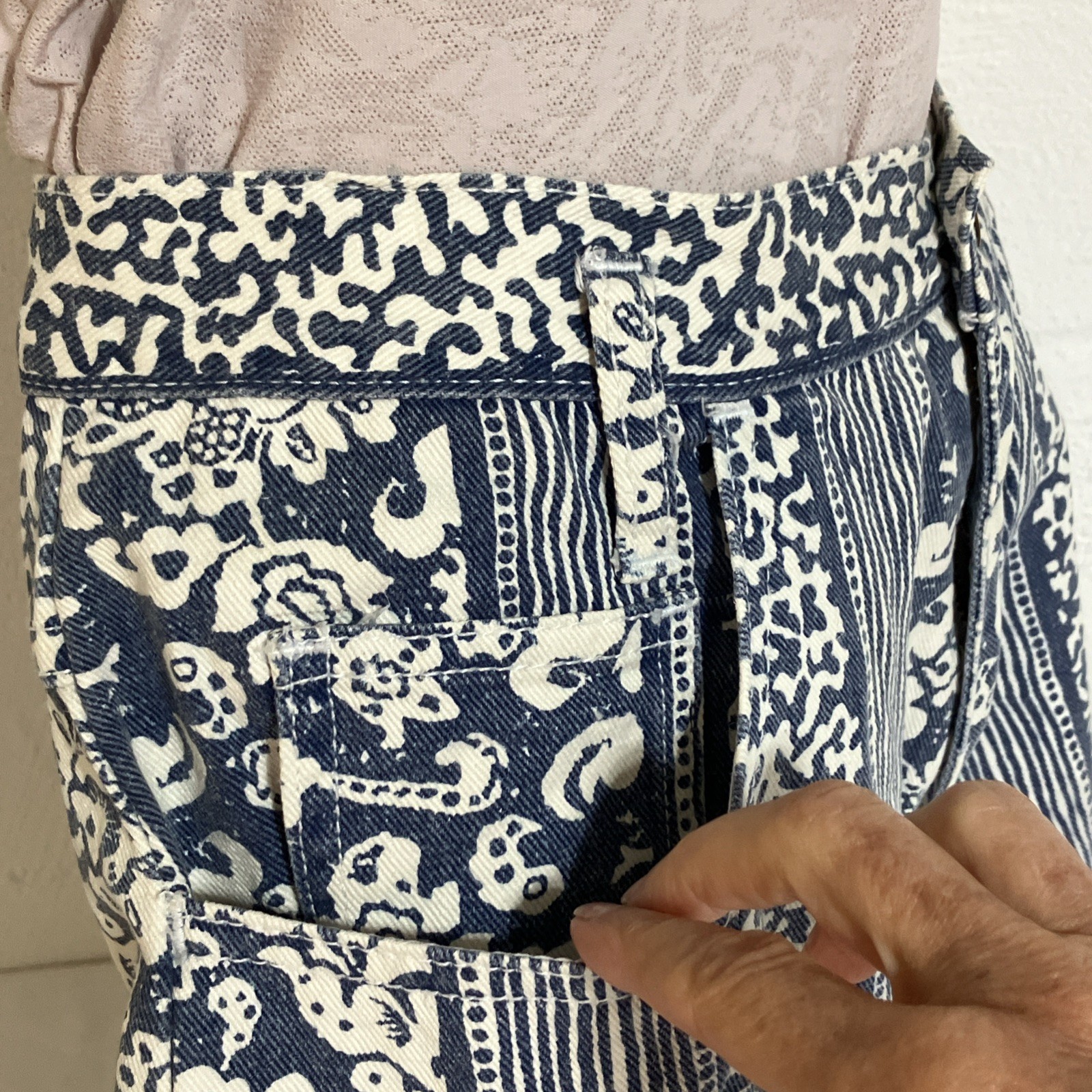 Vintage Stefano Womens M High Rise Stripe Denim Shorts 100% Cotton High Waist