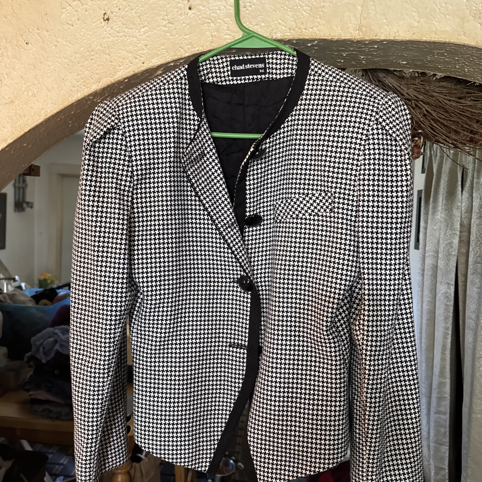 Vintage Blazer Sixe Medium Black & White Checkered Design , Chad Stephens