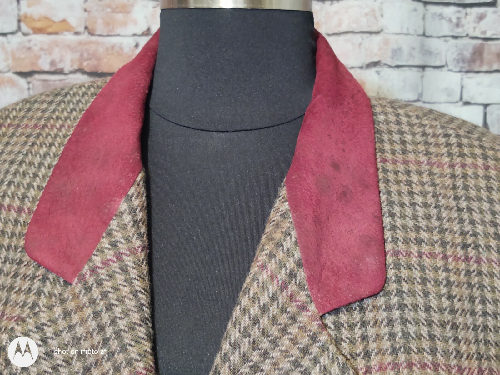 VINTAGE CHARACTER SUBURBAN WEAR WOOL TWEED SUEDE BLAZER JACKET MAROON GREEN sz16