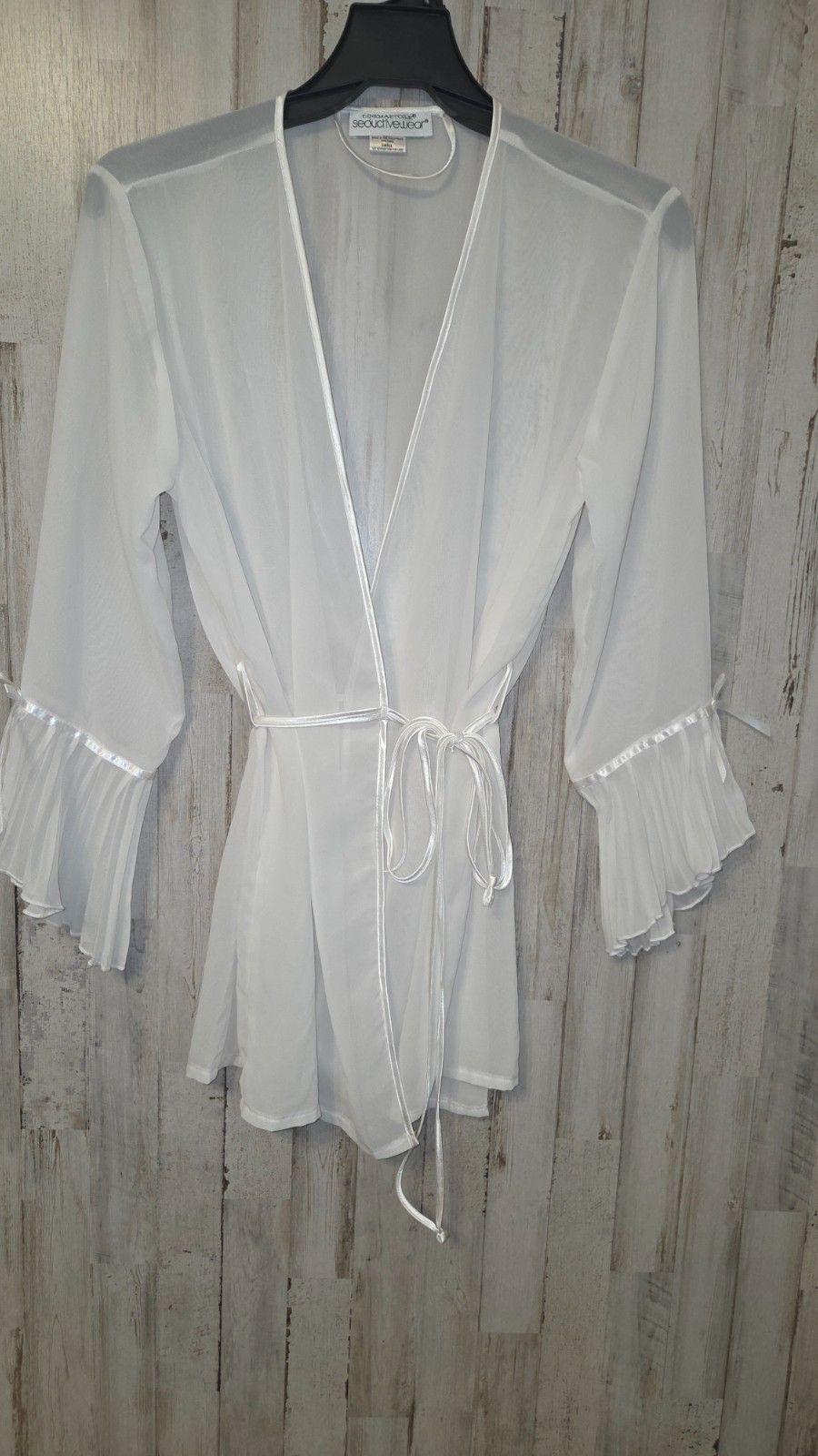 Vtg Cinema Etoile Seductive Wear size S Sleep Kimono Robe Wrap Peignoir Sheer