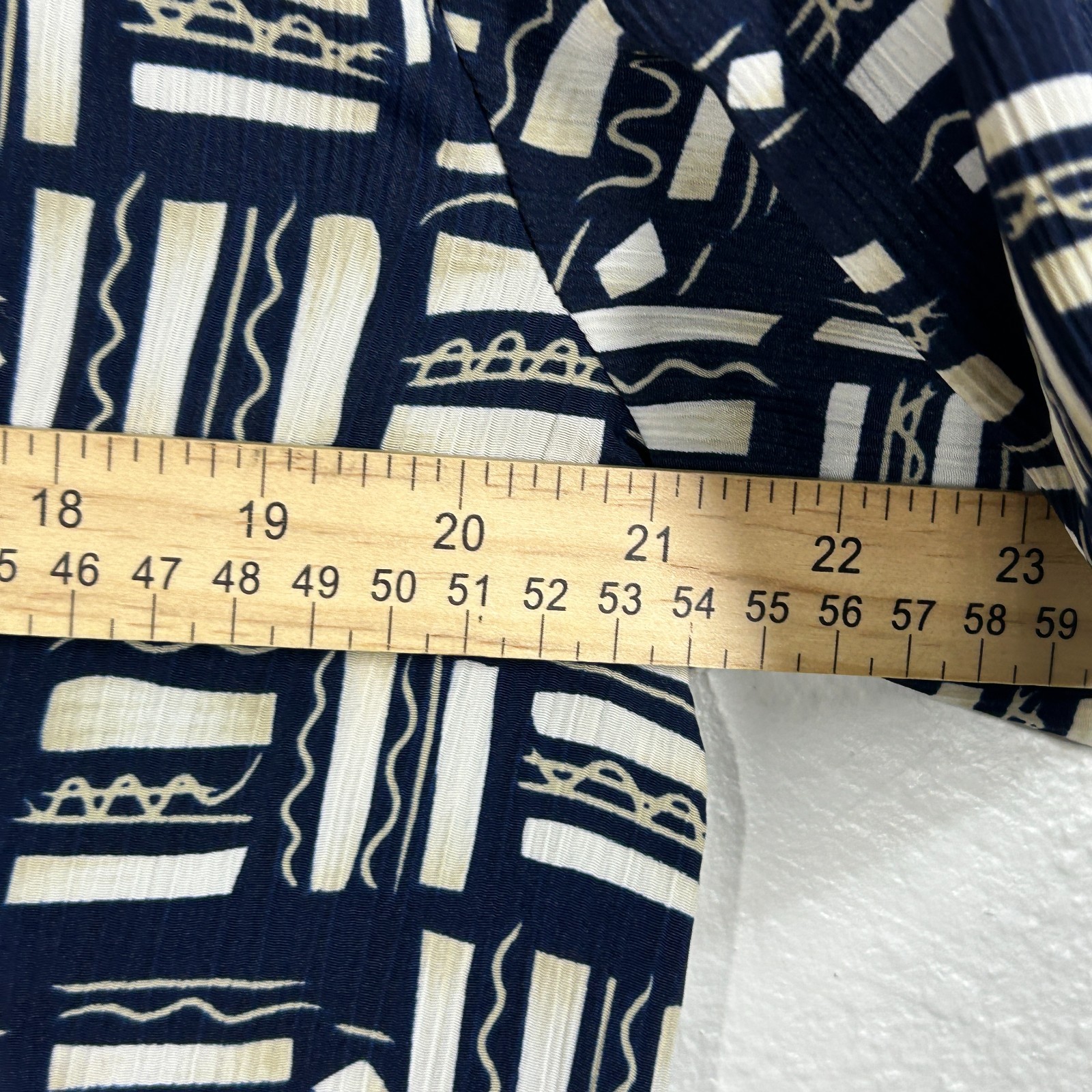 Vintage Ship n Shore Blouse Womens L Black White Geometric Print Short Sleeve