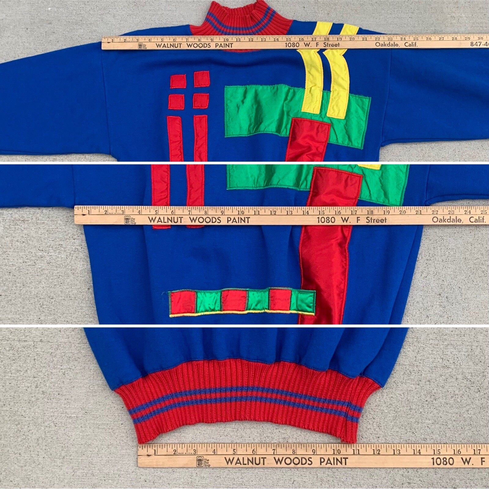 vintage sweashirt with geometric satin primary colors 1980s Boundary Waters L