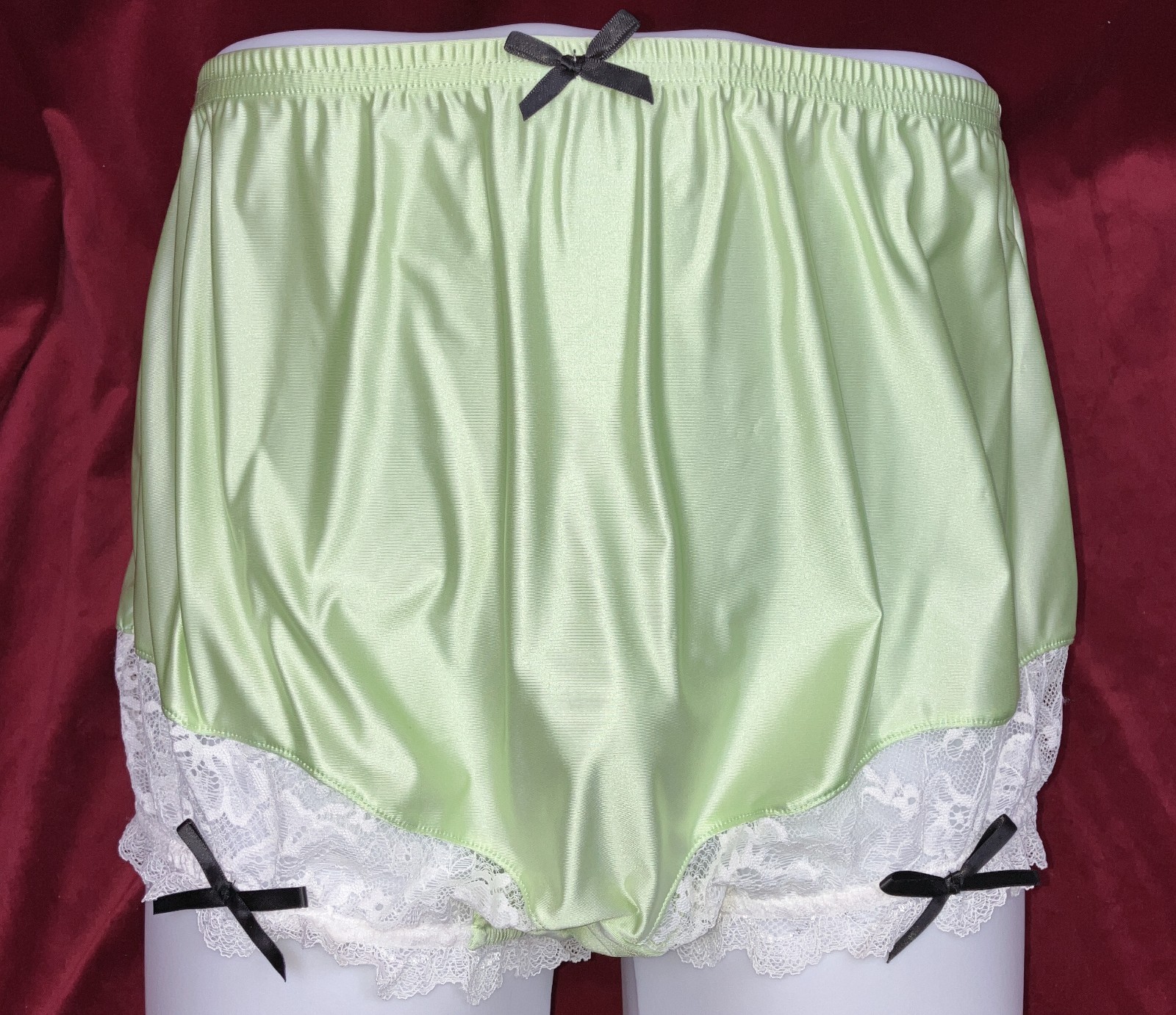 1X 2X Mushroom Gusset Granny Panty Silky Nylon Satin Brief Sissy Vintage styl