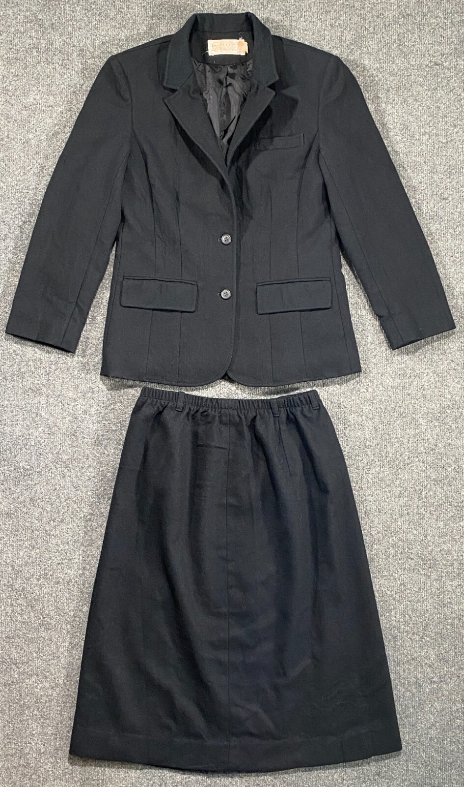 Pendleton Wool Blazer w/Koret Wool Skirt Lined Suit ~ Size 8 (Fits like 6) Black