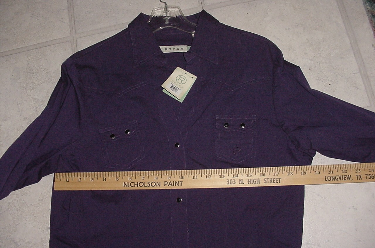 Roper Wear The West Purple Pearl Snap Western Rodeo XL Shirt Never Worn tag