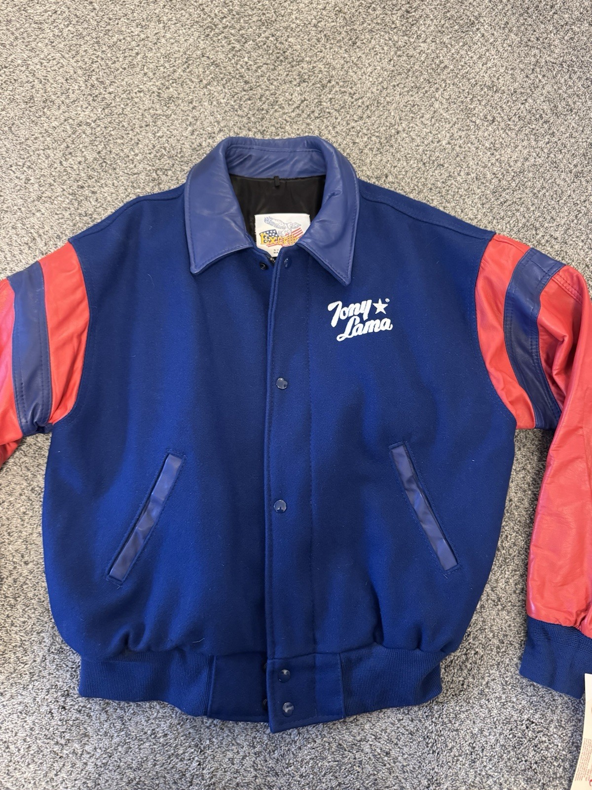 Vintage Tony Lama Leather Jacket Wool Varsity USA Made Excelled Mens M