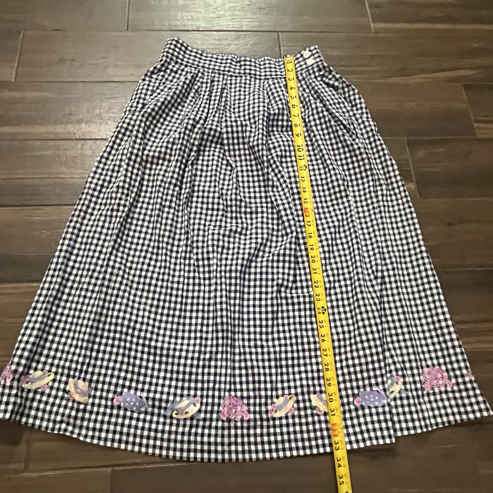 Vintage BECHAMEL Straw Hat Gingham Sweater And Skirt Set Size Large READ DETAILS