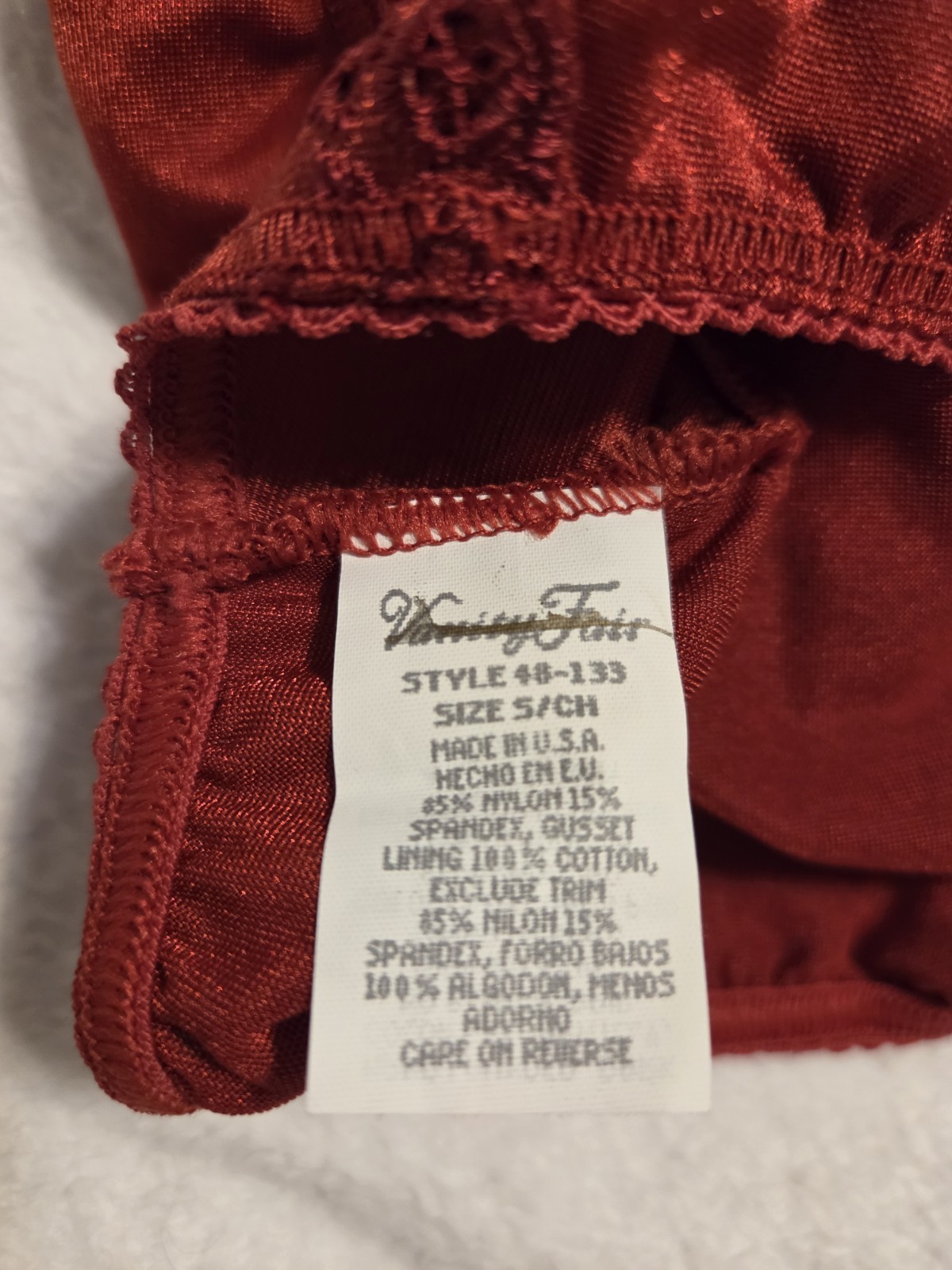 New Vintage Vanity Fair Red Nylon Panty Brief Woman’s Size Small 5 Style 48-133