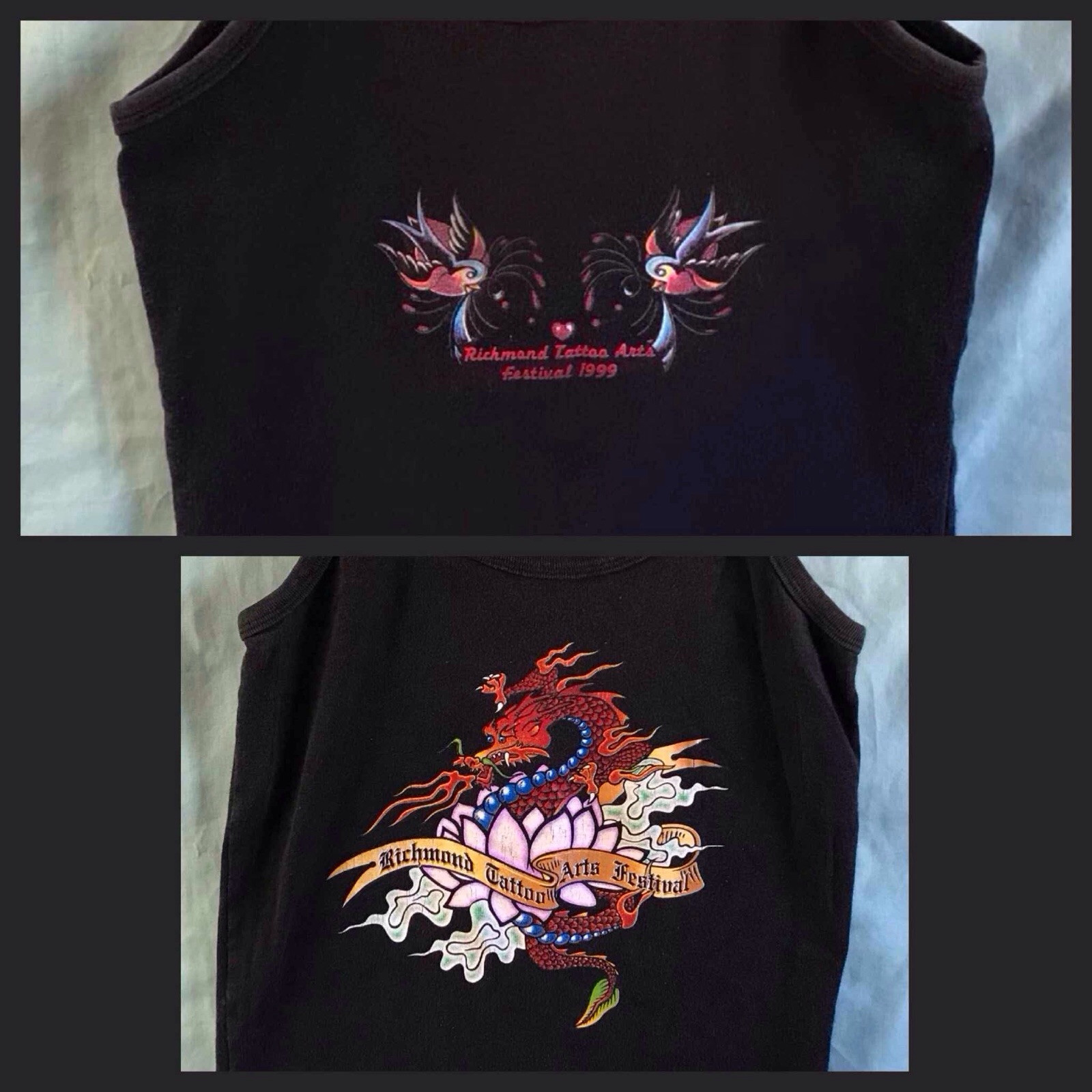 Two Vintage Tattoo Convention T shirt Tank Tops Size Lg And XL 1999 Richmond VA