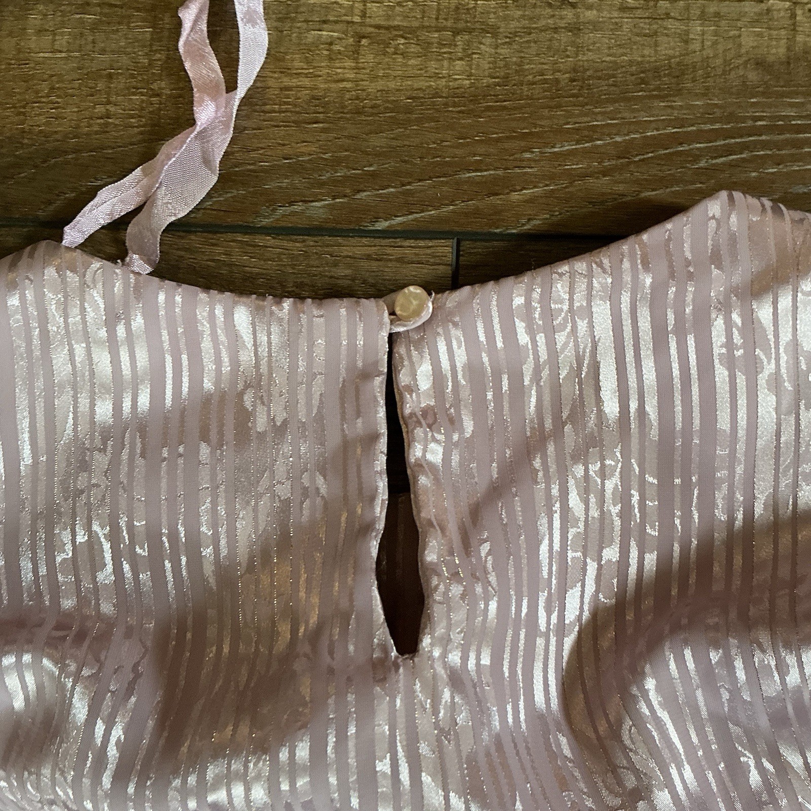 VINTAGE Size 12 Lady Carol Pink Shimmery Midi Dress Long Sleeve USA Made #35708
