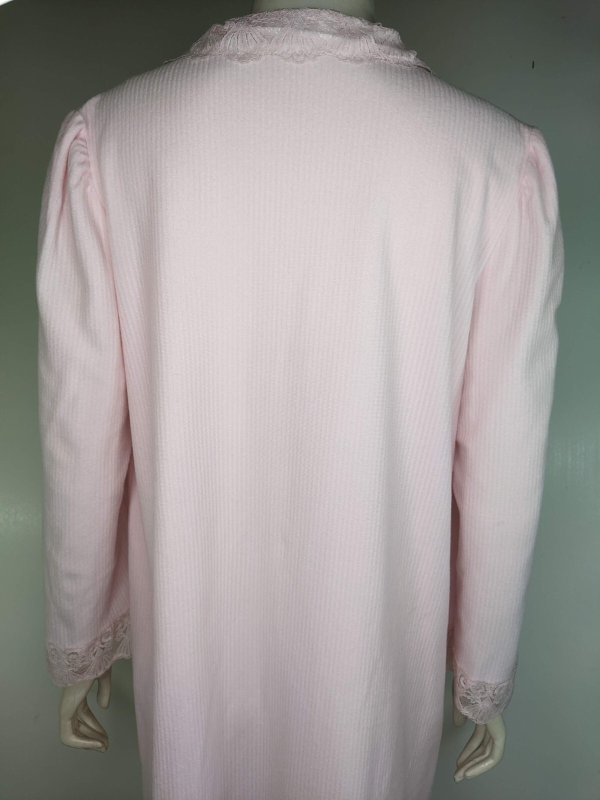 Vintage Vanity Fair Dressing Gown Lace Pink Nightgown Warm Pajamas Sleeves M
