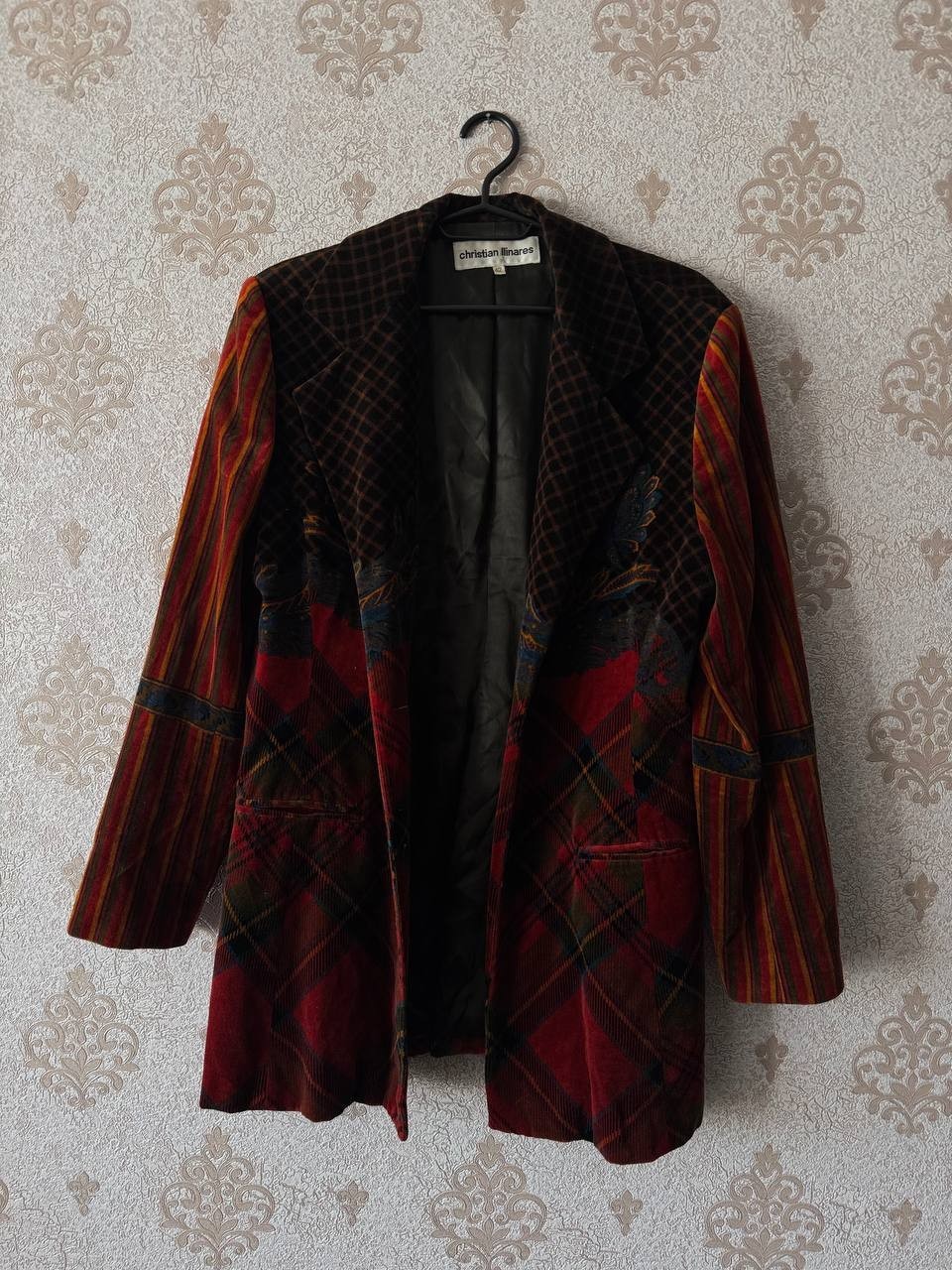 Christian Llinares France Vintage Velvet Patchwork Blazer Jacket Women’s 42 L