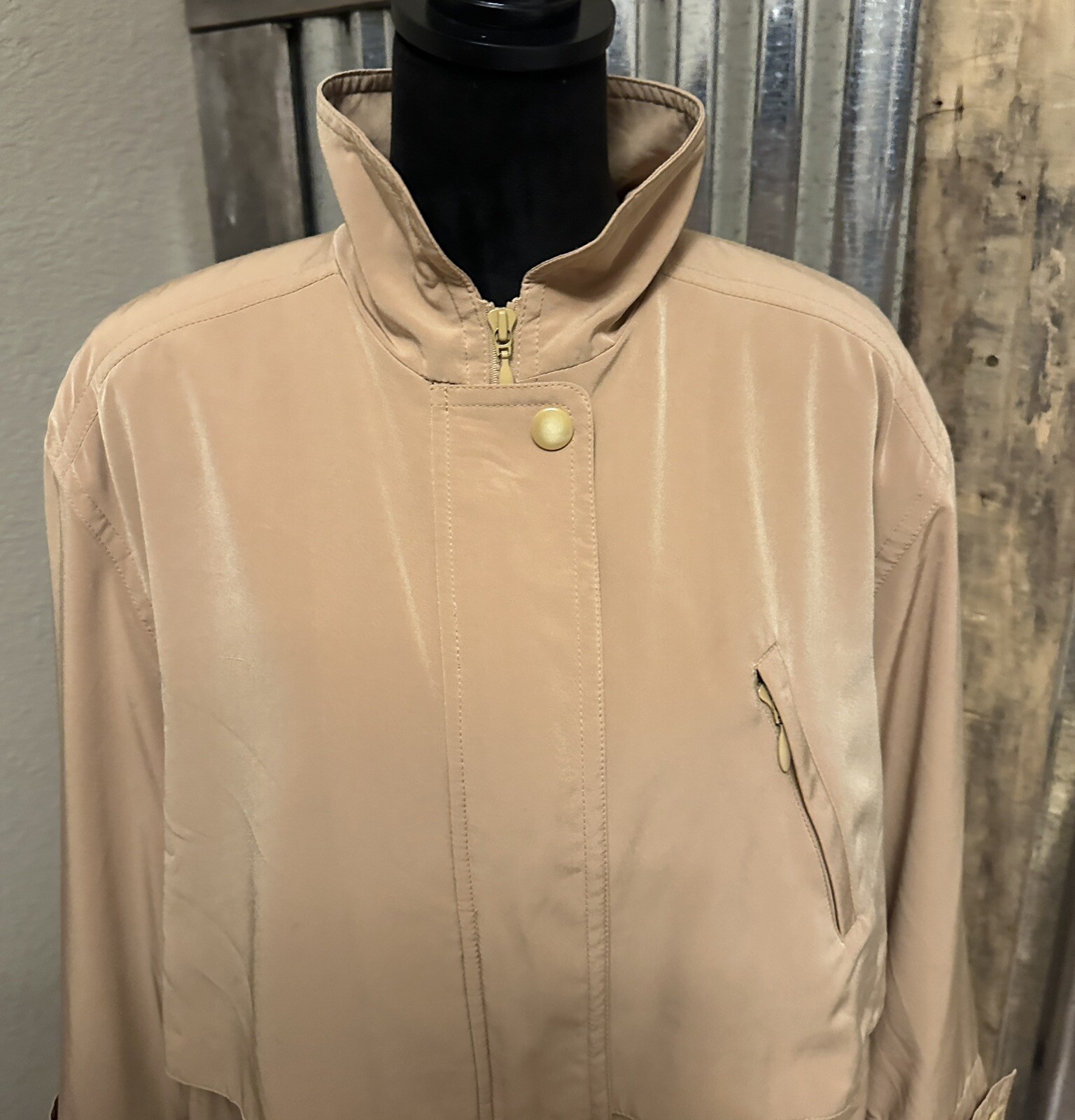 Vtg Misty Harbor Trench Rain Coat Jacket Womens Large Tan Lined classic Spy