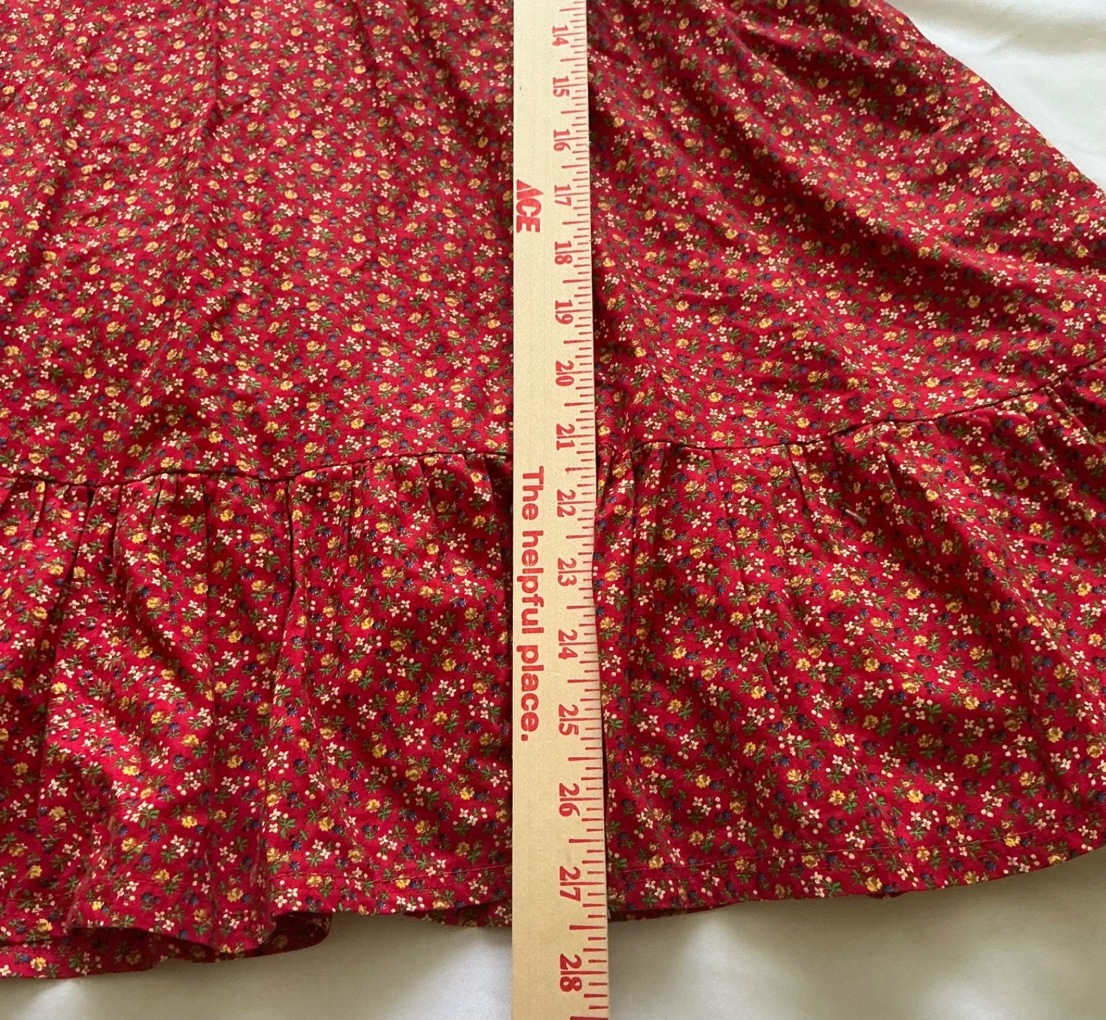 Vtg 70s Belle France Jane Schaffhausen Prairie Maxi Skirt Red Floral Calico 12