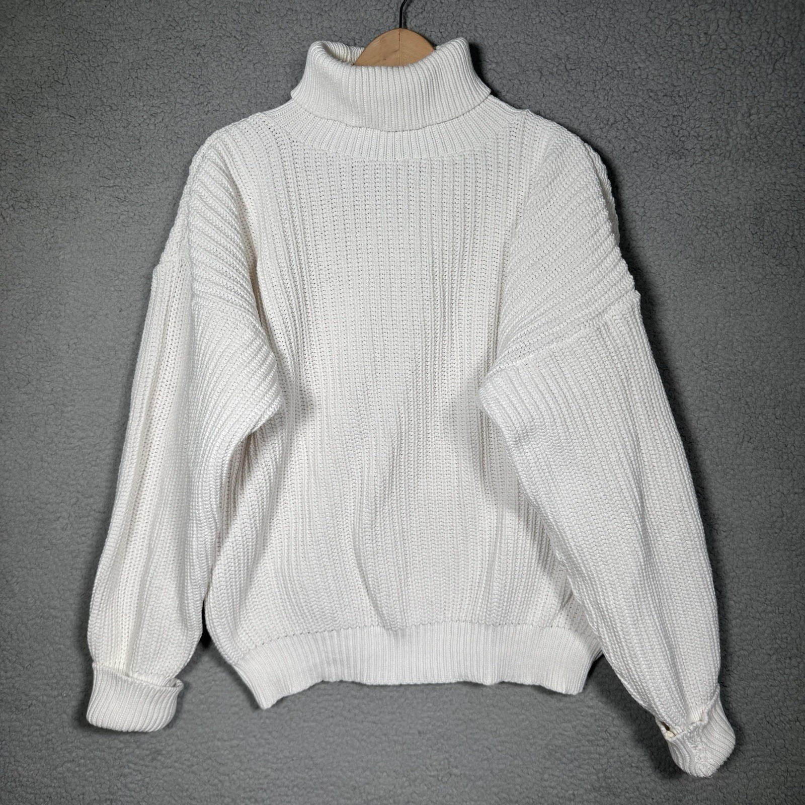 Vtg Orvis 100% Cotton Fisherman Chunky Cable Knit Sweater White Large