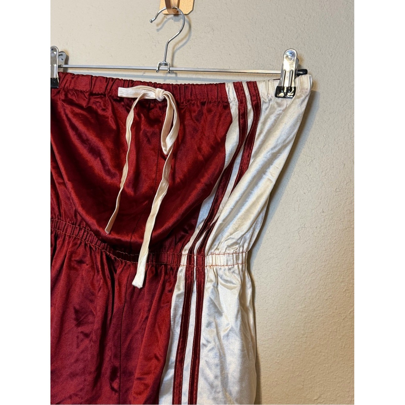 Vintage Julie Girl Strapless Satin Side Stripe Short Romper Size Large