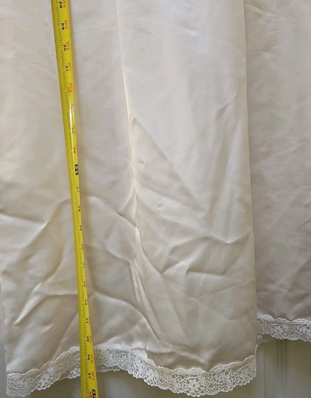 Vtg Christian Dior Silky Poly Satin Long Gown Ivory Pink Lace Detail ?Medium?
