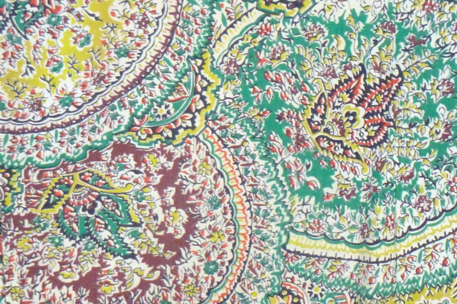 Vtg 40s 50s Georgiana Frocks Rayon Dress Paisley Green Red VOLUP Sz XL