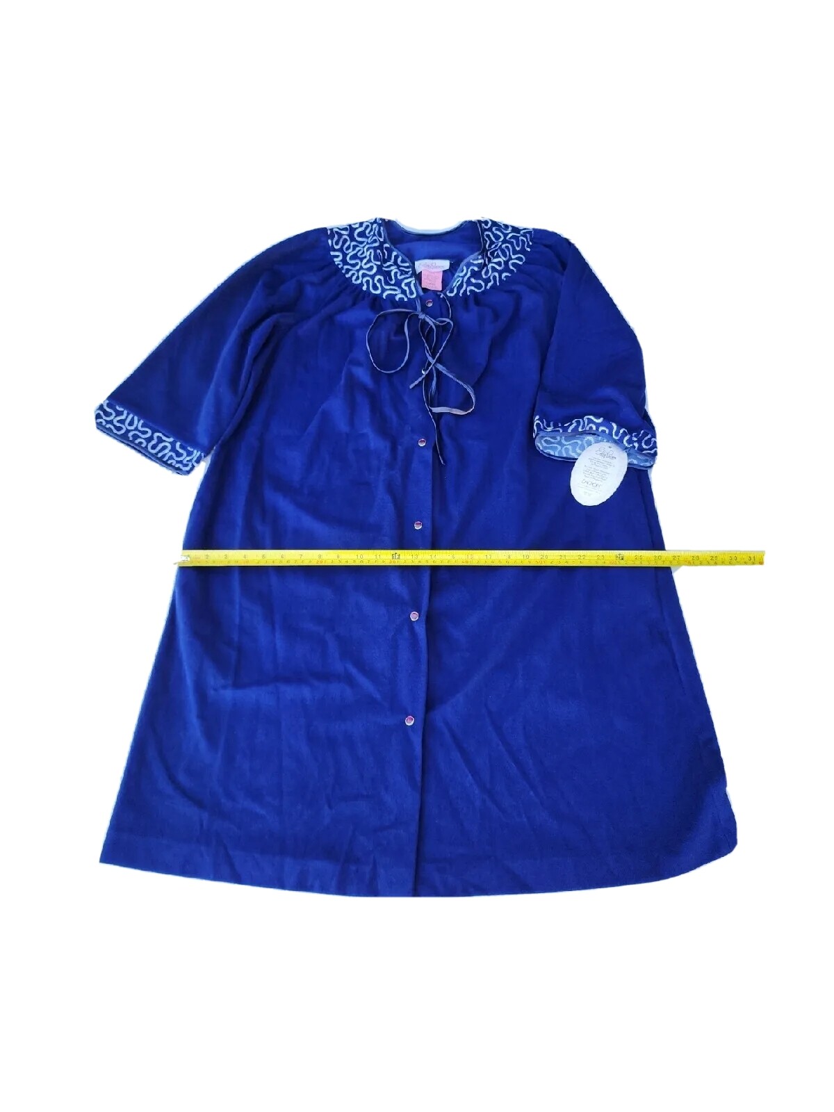 VTG USA Evelyn Pearson Dacran Blue Du Pont Caftan Robe Housecoat Women’s Sz L