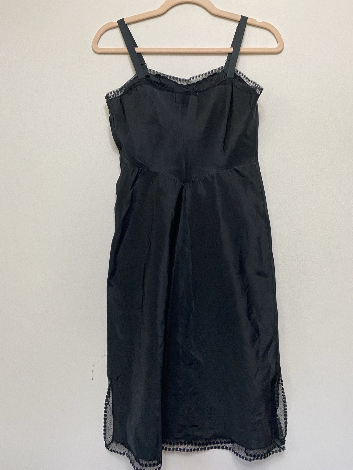 Vintage Barbizon 40s 50s XS Full Slip Tafredda Dress Lace Black