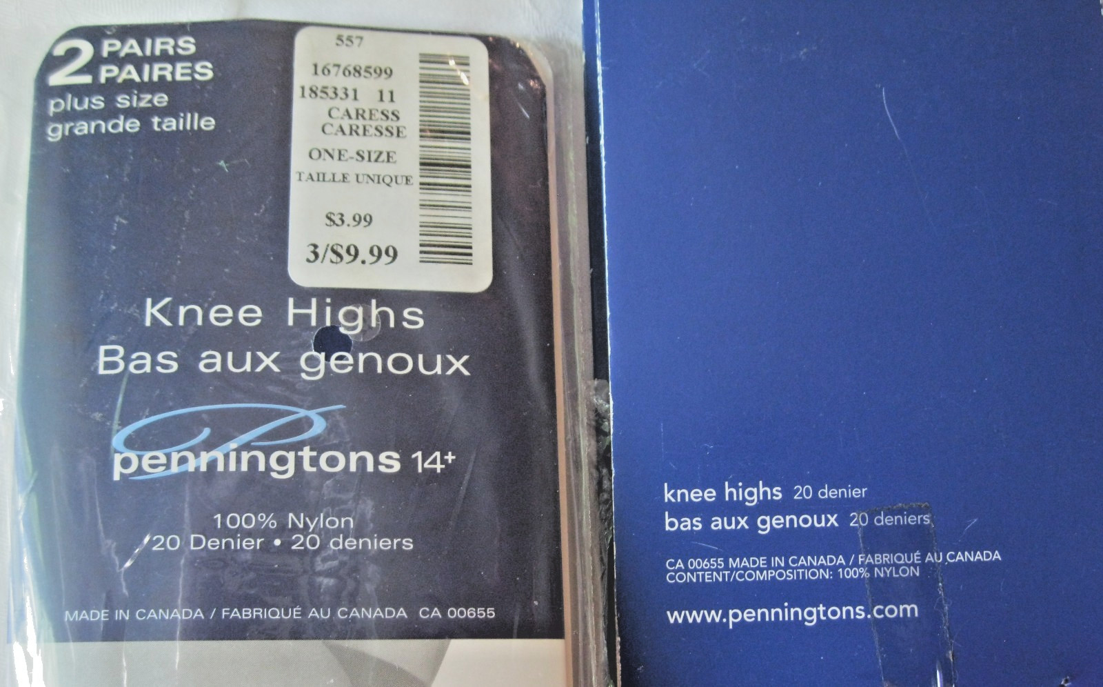 Vtg KNEE HIGHS – PENNINGTONS – 8-Pair – COLOURS – CARESS & LINEN – PLUS SIZE