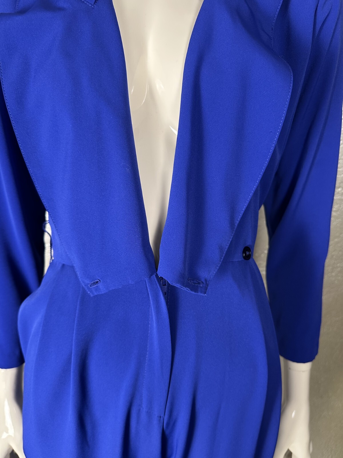 Vintage 1980s Ladies JOAN WALTERS Electric Blue Jumpsuit w/Studded Belt