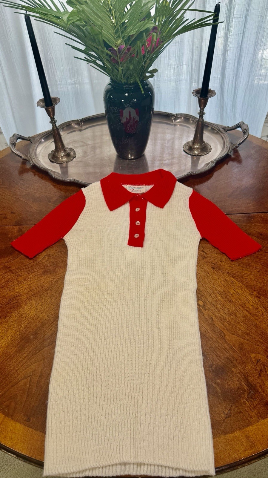 Vintage 1970s Gumdrops by Bradley Women’s Knit Neon Red& White Sweater Top