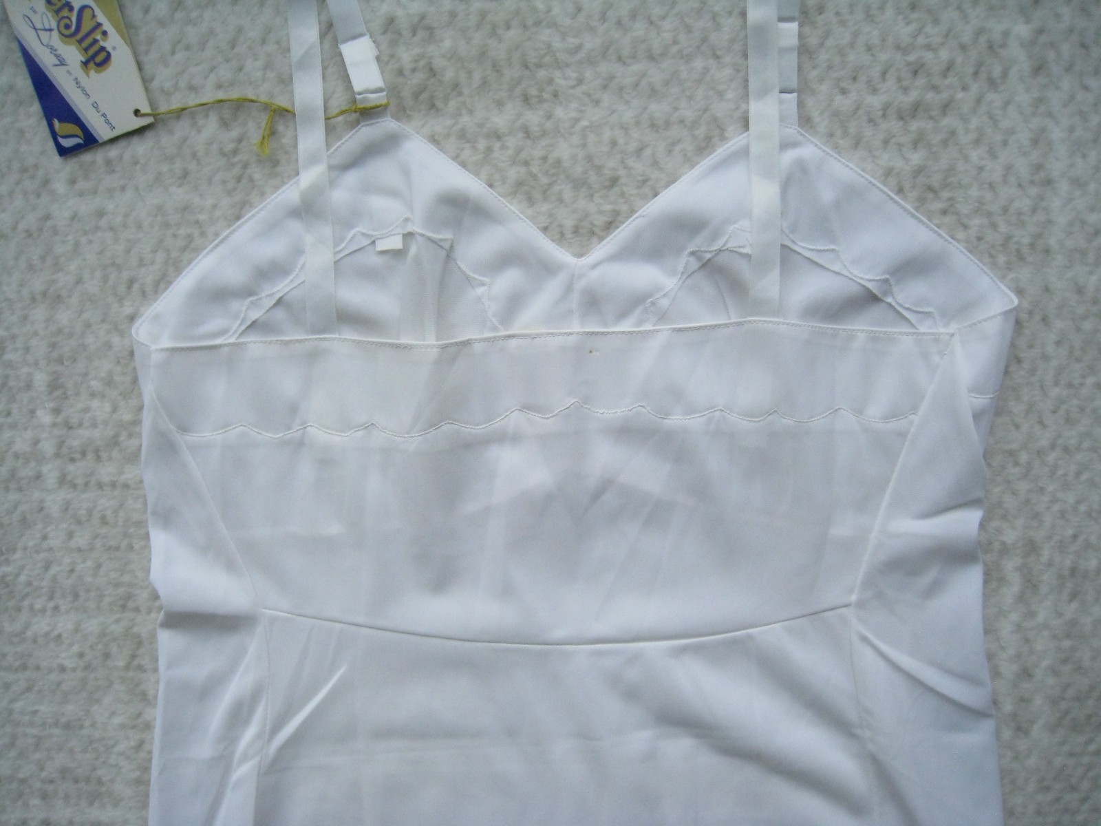 Vtg Super Slip by Dorsay Slip Dress Sz 36 White Du Pont Nylon New NOS READ