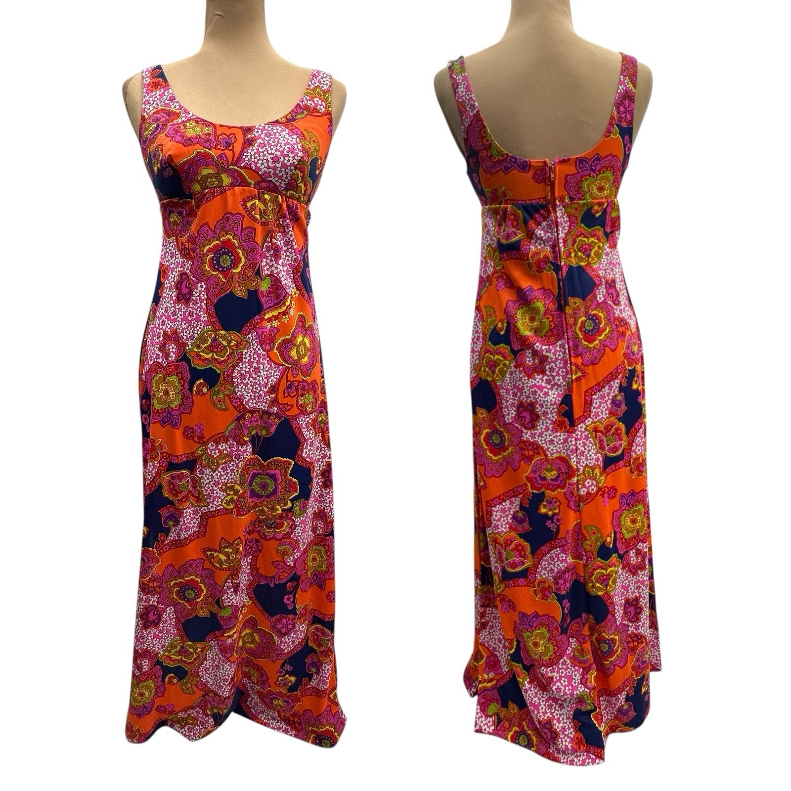 Vintage Catalina 60s Psychedelic Floral Empire Waist Maxi Dress US 4-6 Hong Kong