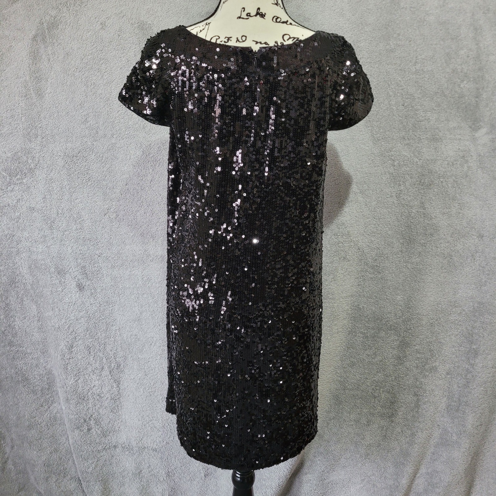 Vintage y2k Banana Republic black sequin cocktail shift dress 100% silk glam
