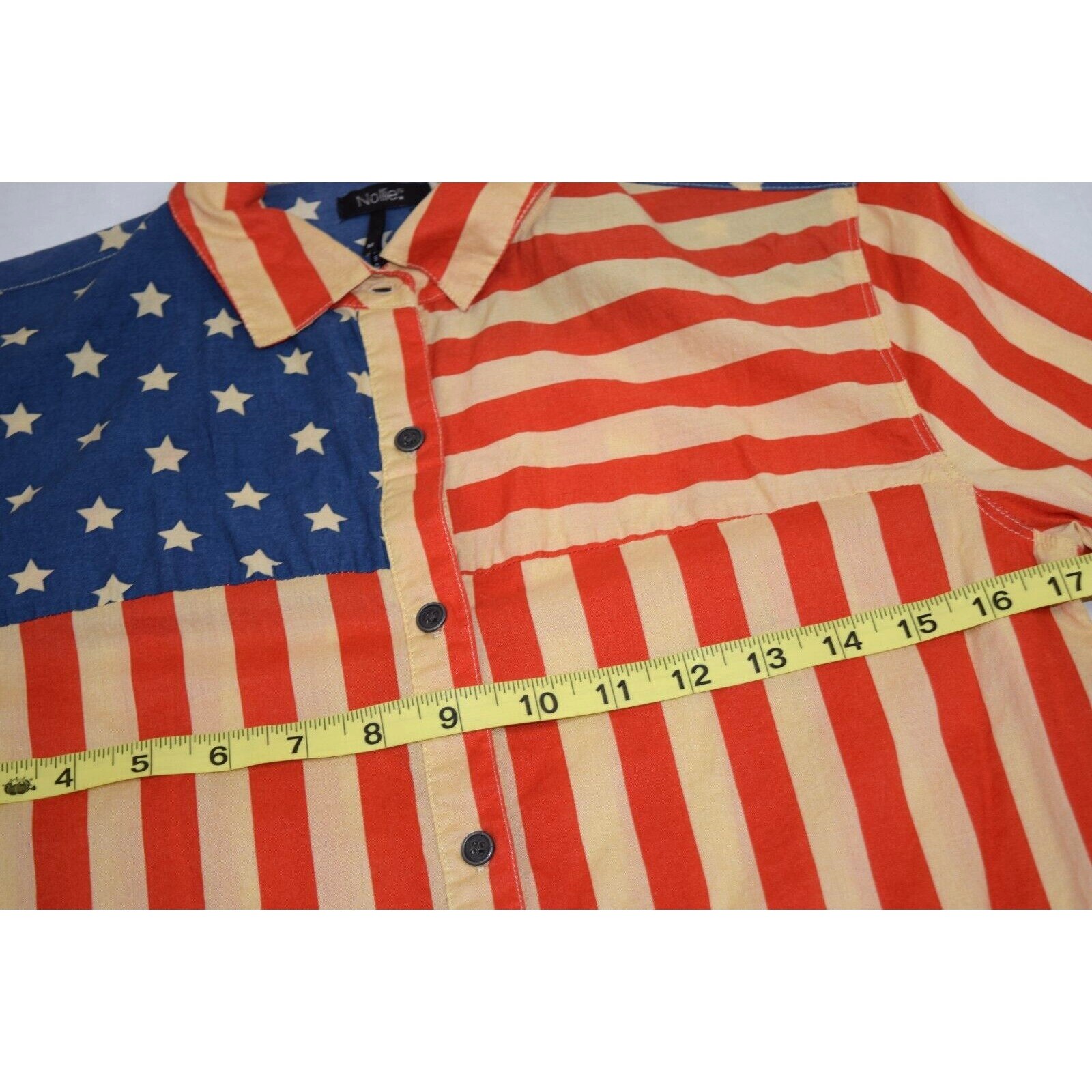 Vintage USA Flag Shirt Nollie Size M 90s Artistic Interpretation of USA Flag